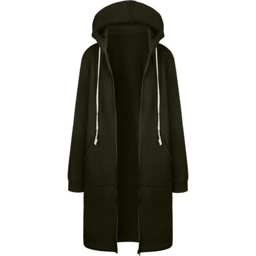 Women Warm Cardigan Zipper Open Hoodies Sweatshirt Drawstring Long Coat Jacket Tops Outwear Одежда Для Осени #G3