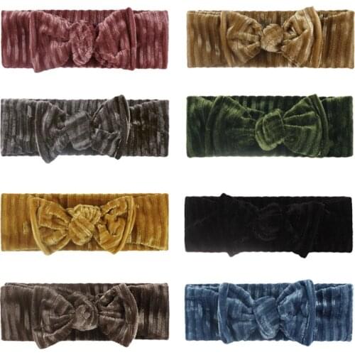 Winter Plush Bowknot Velvet Headband Womens Girls Solid Soft Twisted Knitted Cotton Headband Bandana Hair Accessories Headwear