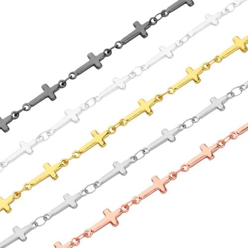 1Meter New Promotional Donot Fade Stainless Steel 5 * 13MM Cross Chain Necklace Bracelet Man Women Jewelry Making Accessories