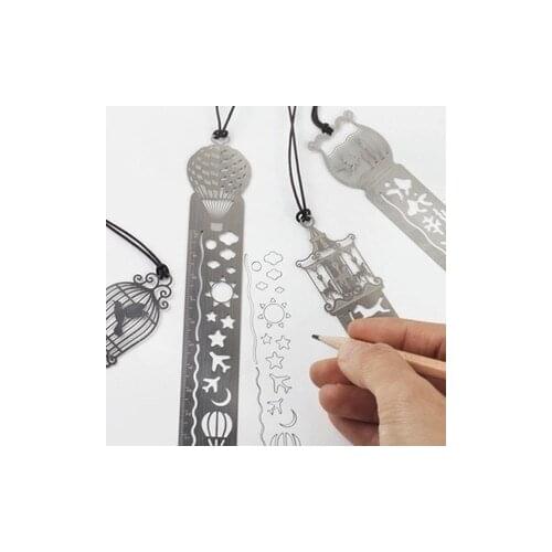 1pc diy cute metal ruler bookmark hollow out bookmarks for kids school stationery balloon bird fish horse pattern