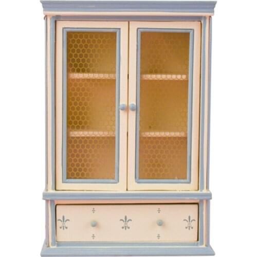 12th Dollhouse Mini Cabinet Double Doors with Drawer DIY Life Scenes Accessory