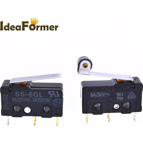 2pcs 3D Printer Ultimaker Limit Micro Switch OMRON SS-5GL/5GL2 5A 125V 1.47N Mouse Button Fretting Part Copper Accessories