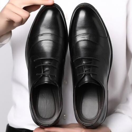 2021 New Fashion Business Dress Men Shoes Classic Leather MenS Suits Shoes Fashion Lace-up Dress Shoes Men Oxfords Size 44