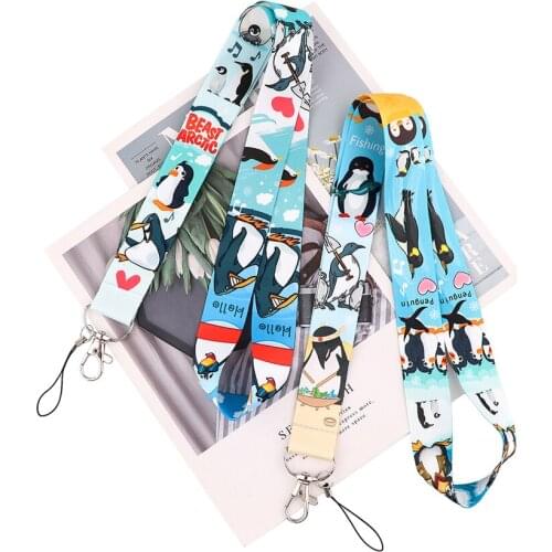 24pcs/lot MD916 DMLSKY Cute Penguin Cartoon Multi-function Mobile Phone Strap Neck Lanyards for Lanyard Badge Neck Strap Webbing