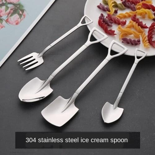 304 stainless steel spade spoon creative coffee spoon Ice cream dessert ice cream spoon Fruit shovel Eat watermelon