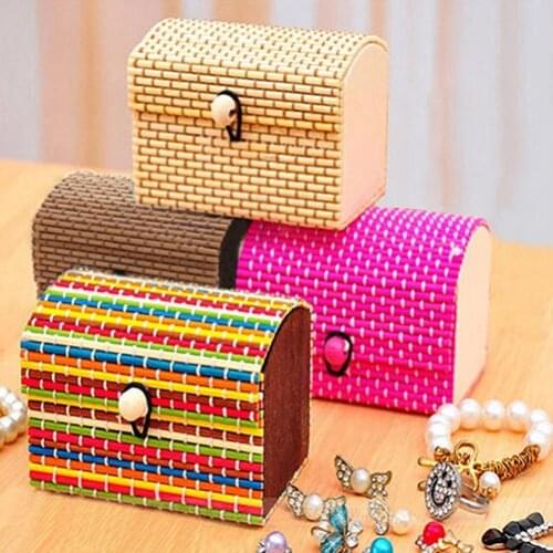 75% Hot Sales!!! Creative Bamboo Wooden High Capacity Case Cute Jewelry Box Storage Organizer