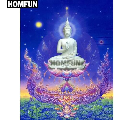 HOMFUN Full Square/Round Drill 5D DIY Diamond Painting "Buddha" Embroidery Cross Stitch 5D Home Decor Gift A01868