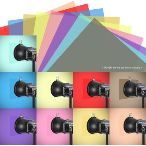 Andoer 7*2/9*2 Color Transparent Gel Lighting Filter 30*21cm Overlays Tinted Gel Light Filter Plastic for LED Light Flash Strobe