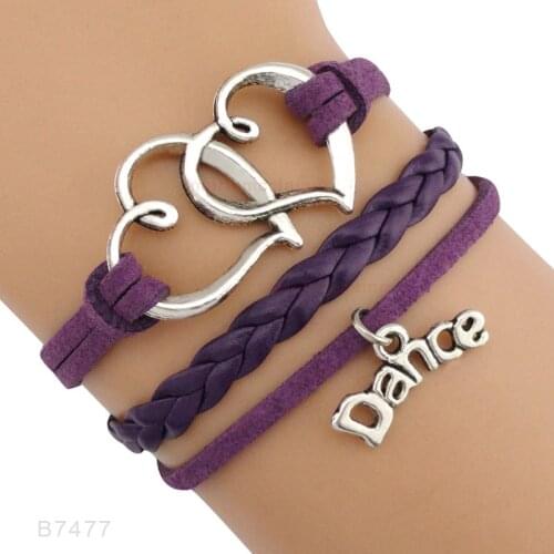 Dance Dancer Music Note Treble Clef Wave Ballet Heart Infinity Love Charm Bracelets Purple Pink Women Men Jewelry Gift Custom