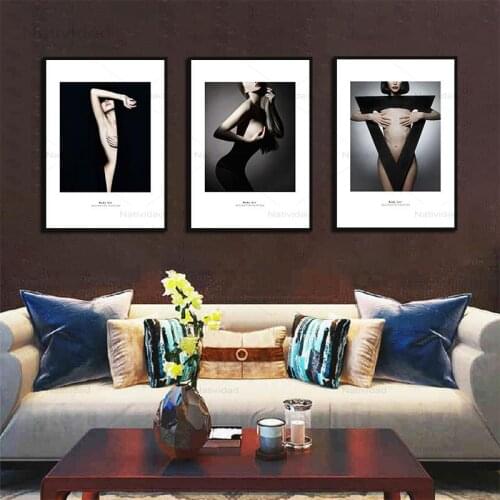 Black White Nude Women Pictures Nordic Body Art Canvas Painting Wall Art Prints for Bedroom Home Decoration Posters No Frame
