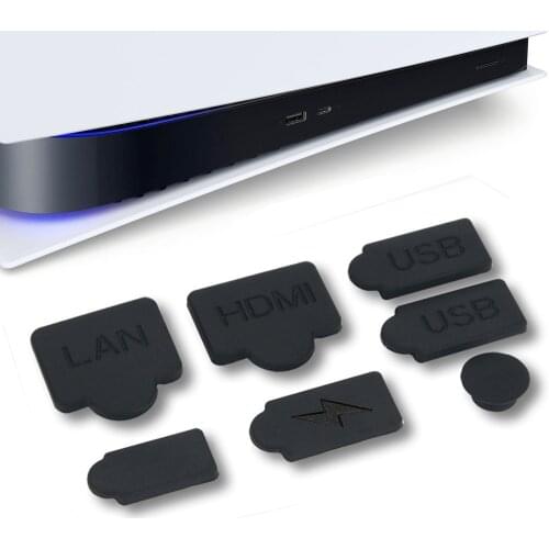 500set Black Silicone Dust Plugs USB HDM Interface Anti-dust Cover Dustproof Plug for PS5 Game Console Accessories Parts
