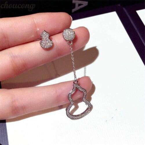 Choucong Gourd Shape earrings AAAAA zircon cz Real 925 Sterling silver Party Wedding Drop Earrings for women Romantic jewelry