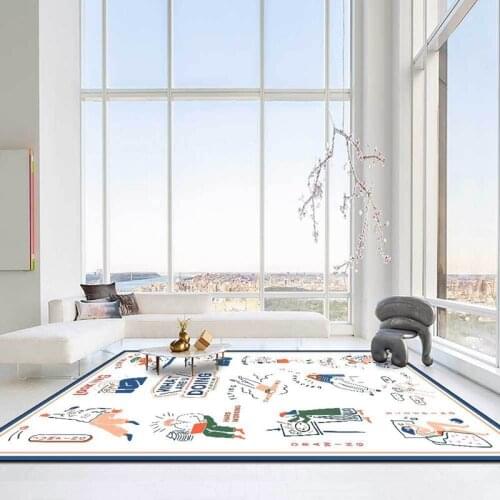 Kids Learning English Daily Bedroom Bedside Carpet Nordic INS Style Area Rugs Study Room Bath Absorbent Non-Slip Soft Floor Mats