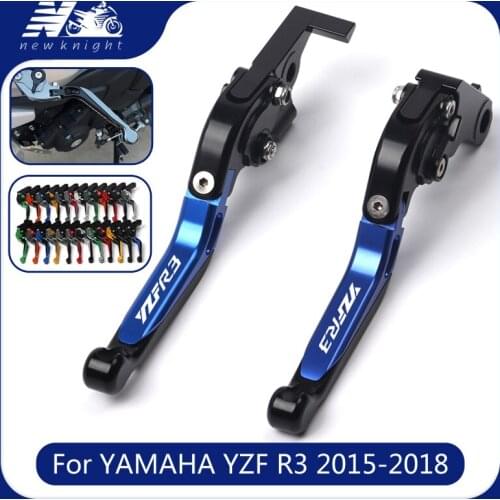 For Yamaha YZF R3 2015 2016 2017 2018 Laser logo CNC Motorcycle Accessories Adjustable Folding Extendable Brake Clutch Lever
