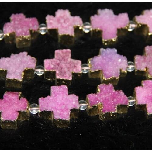 Druzy Stone, 1 Strand, 6pcs, 25x35mm, Many Colors Druzy Connector, Druzy Quartz Connectors Bead Stone Pendant Finding Jewelry