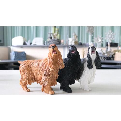 JJM Spain Cocker Spaniel Dog Pet Figure Animal Model Collector Toy Decoration PVC Model Educational for Children Adults KidsGift