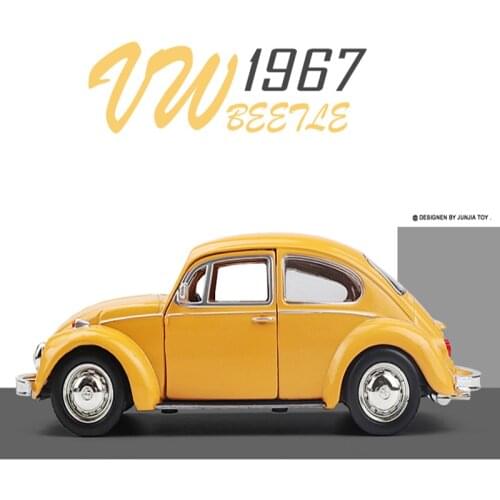 Toy Car Model Retro Yellow Classic Alloy Car Model Simulation Ornaments Pull Back Childrens Toy Car Boy Child Gift 2020 New