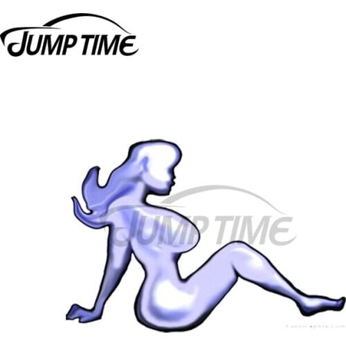 Jump Time 13 x 12.2cm For Mudflap Babe Pocket Decal Personality Cartoon Car Stickers Refrigerator Windshield RV Decoration
