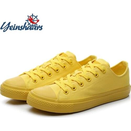 Brand Men Canvas Shoes Classic Sneakers Mens Shoes Casual Black White Yellow Men Vulcanized Shoes Lace-up Flats Plus Size 35-44