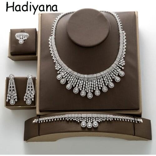 HADIYANA Classic Cubic Zircon Bridal Jewelry Sets Luxury Dubai Nigerian Wedding Woman Accessories Jewelry Set TZ8138 Bisuteria