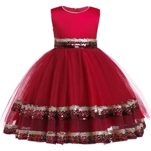 Summer girl Formal Evening dress baby elegant sleeveless princess dress Delicate sequin childrens Christmas party sweet dress
