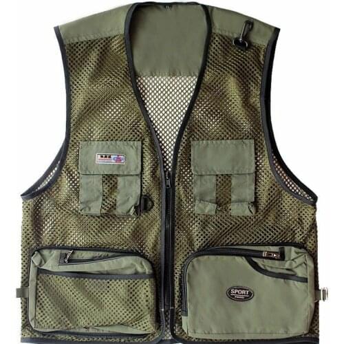 Summer Thin Section Outdoor Multi-Pocket Photography Vest Casual Fishing Vest Mesh Mens Waistcoat Sleeveless V-Neck 2020 Hot
