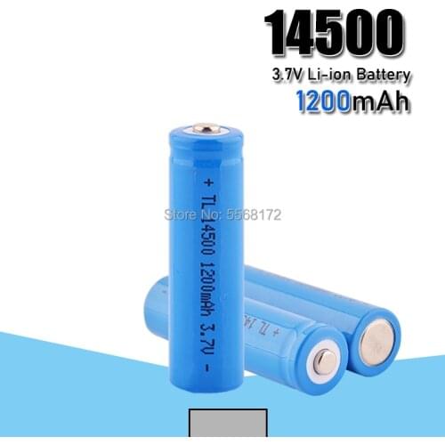 High Capacitance 14500 Battery 3.7V 1200mAh Rechargeable li-ion Battery for Led Flashlight Battery