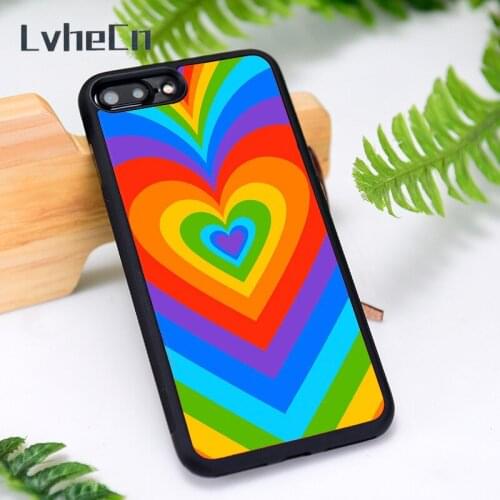 LvheCn Silicone Rubber Phone Case Cover for iPhone 6 6S 7 8 Plus X XS XR 11 12 Mini Pro Max Love In Rainbow