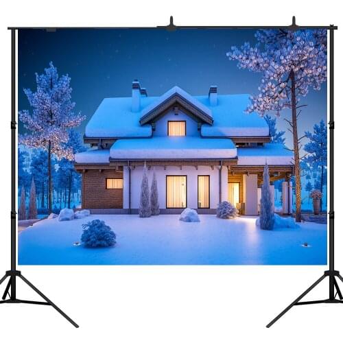 Lyavshi Winter Snow Trees Villa House Scenic Photography Backgrounds christmas Photographic Backdrops For Photo Studio props