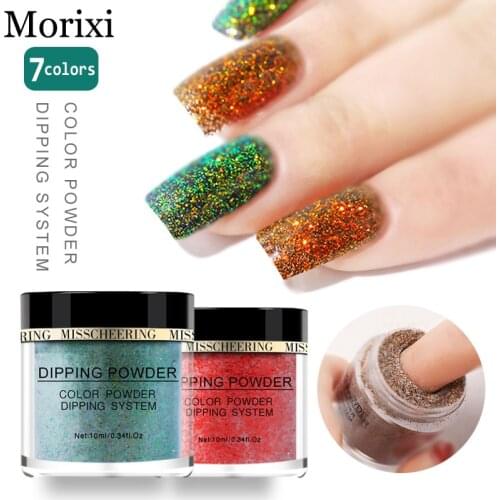 Nail art glitter dipping powder laser gold blue yellow orange diamond color 10ML 3D manicure nail polish dip powder MZ081