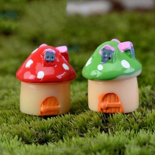 DIY Micro Mushroom House Resin Mini House Doll House Fairy Garden Bonsai Landscape accessory Toy
