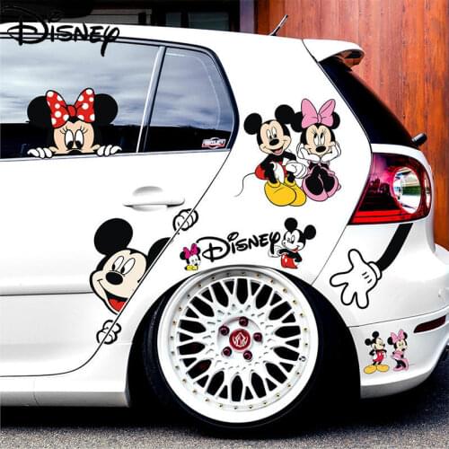 Disney Fashion Cute Cartoon Personalized Car Door Stickers Simple Scratch-resistant Car Decoration Stickers Mickey Minnie Couple