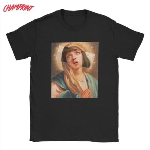 Mens Saint Jules Pulp Fiction Mia Wallace T Shirt Pure Cotton Clothing Casual Short Sleeve Tee Shirt Original T-Shirts