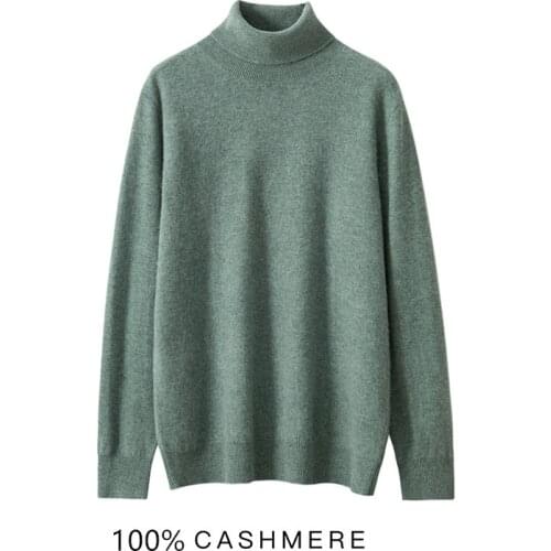 Hot Sale Classic Men Pullover 100% Cashmere Sweater 2021 Winter High Collar Long Sleeve Solid Color Warm Jumper Mens Sweaters