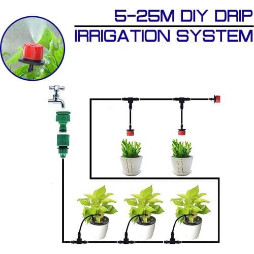 DIY Drip Irrigation System 5-25M Automatic Watering Plants Garden Water Hose Micro-Drip Kit Nozzle Mist Sprinkler Watering Kit