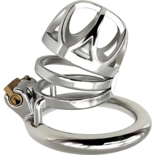 New Arrival Short Male Stainless Steel Cock Cage With Round Penis Ring Lock Men Chastity Device Adult Sex Toy F41