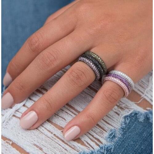 SIZE 7 STACK STACKABLE Top Quality Gold Concise Classical CZ Wedding Ring Rose Gold Color Austrian Crystals JEWELRY Wholesale