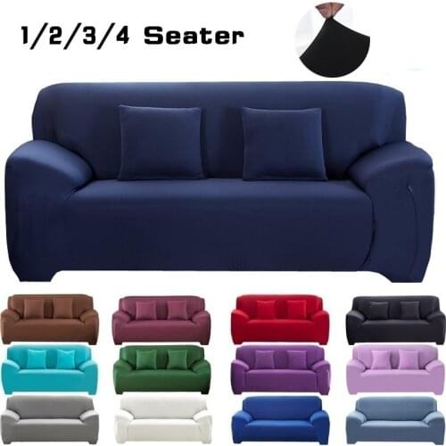 Solid Elastic Sofa Slipcover Spandex Modern Polyester Corner Couch Slipcover Chair Protector for L Shape 1/2/3/4 Seater Sofa