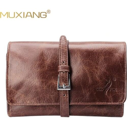 OLDFOX Cow Leather Pipe Smoke Pouch Bag Cigar Bag Portable Holder Pocket for 2 Tobacco Pipe and Smoking Tools Accessories fc0008