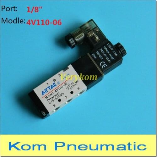 10x Free Shipping Pneumatic Solenoid Air Valve 5 Way 1/8" 4V110-06 With Cable Indicator DC 12V 24V AC110V 220V 5/2 Airtac 1/8