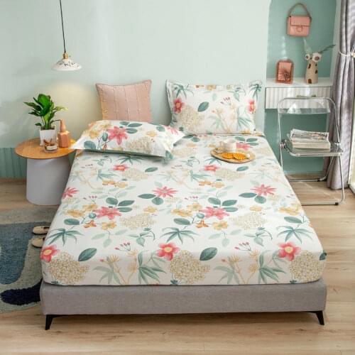 Small Fresh Flowers Fitted Bed Sheet 1pcs 100% Cotton Printing Bed Mattress Set With Four Corners And Elastic Band Sheets