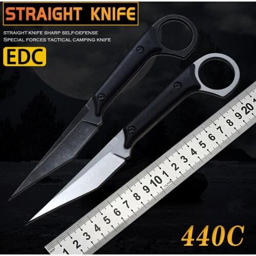 New straight knife fixed blade survival tactics straight knife G10 handle camping self-defense military knife survival EDC tool