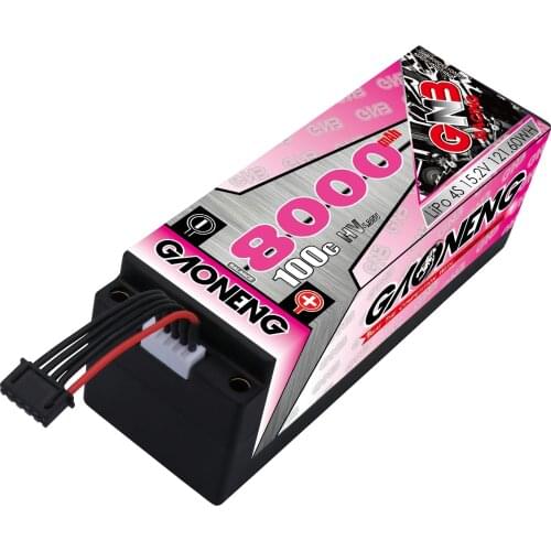 Gaoneng GNB 4S 8000mAh 15.2V 100C/200C 5.0mm Bullet Hardcase LiPo Battery XT90 Connector for 1:8 1/8 four drive off-road RC Car