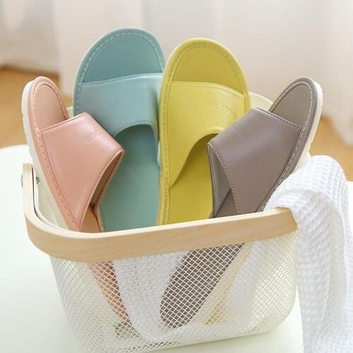 Summer New Home Pu Leather Sandals And Slippers For Men Women Indoor Floor Breathable non-slip Bottom Linen Slippers