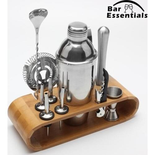 550/750ml Stainless Steel Cocktail Shaker Mixer Drink Bartender Browser Kit Bars Set Tools With Wine Rack Stand