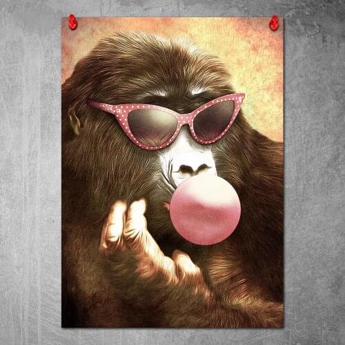 Modern Canvas Poster Gorilla Blowing Bubbles Wall Art Painting Nordic Posters and Prints Wall Pictures for Home Decor No Frame
