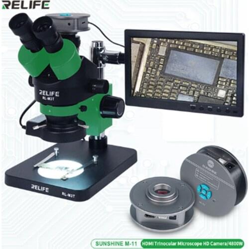 RELIFE RL-M3T Trinocular Microscope 0.7-4.5X Continuous Zoom Microscope For Mobile Phone PCB Electronic Device Repair