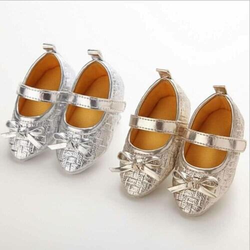 Fashion Newborn Baby Girl High Heels Sole Shoes Toddler Bowknot Princess Crib PU Shoes Photography props