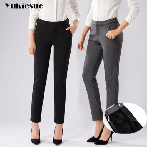 Plus Size Formal Pants for Women Office Lady 2017 winter fleece Work Wear Straight Trousers Female Clothing Business Design