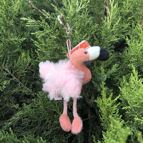 10cm Women Bag Pink Flamingo Key Chain Ring Nice Purse Keychain Key Holder Charm Handbag Car Pendant Accessories Gift